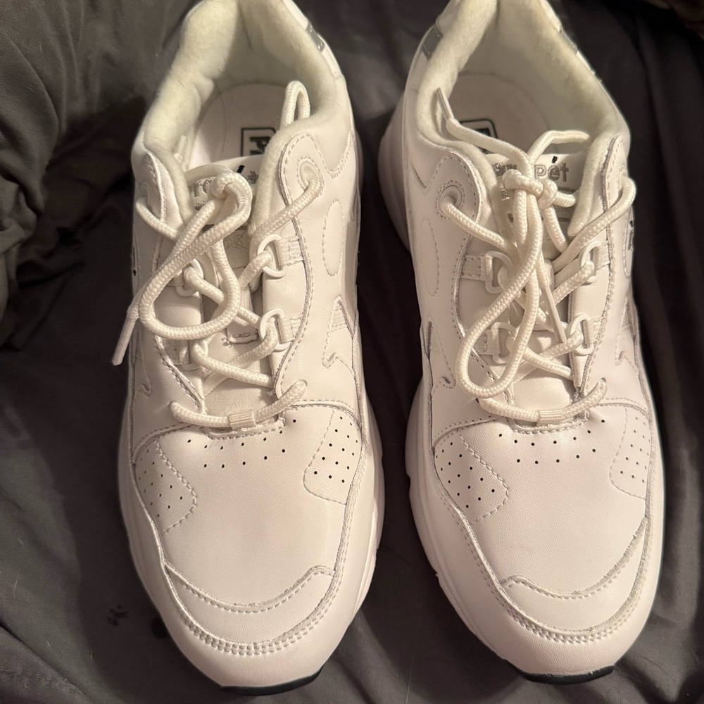 Propet White Athletic Shoes with Leather Upper